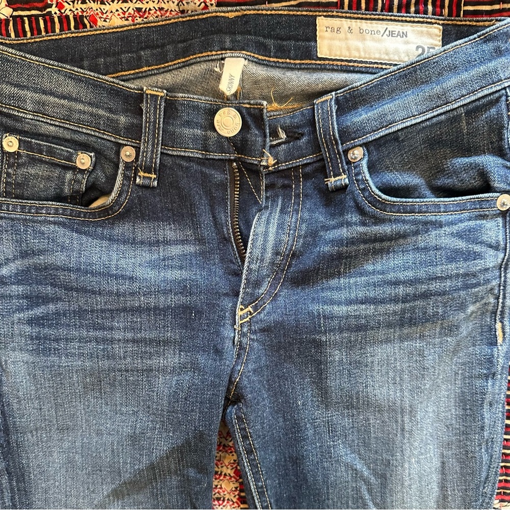Rag & Bone Blue Skinny Jeans with Natural Fading